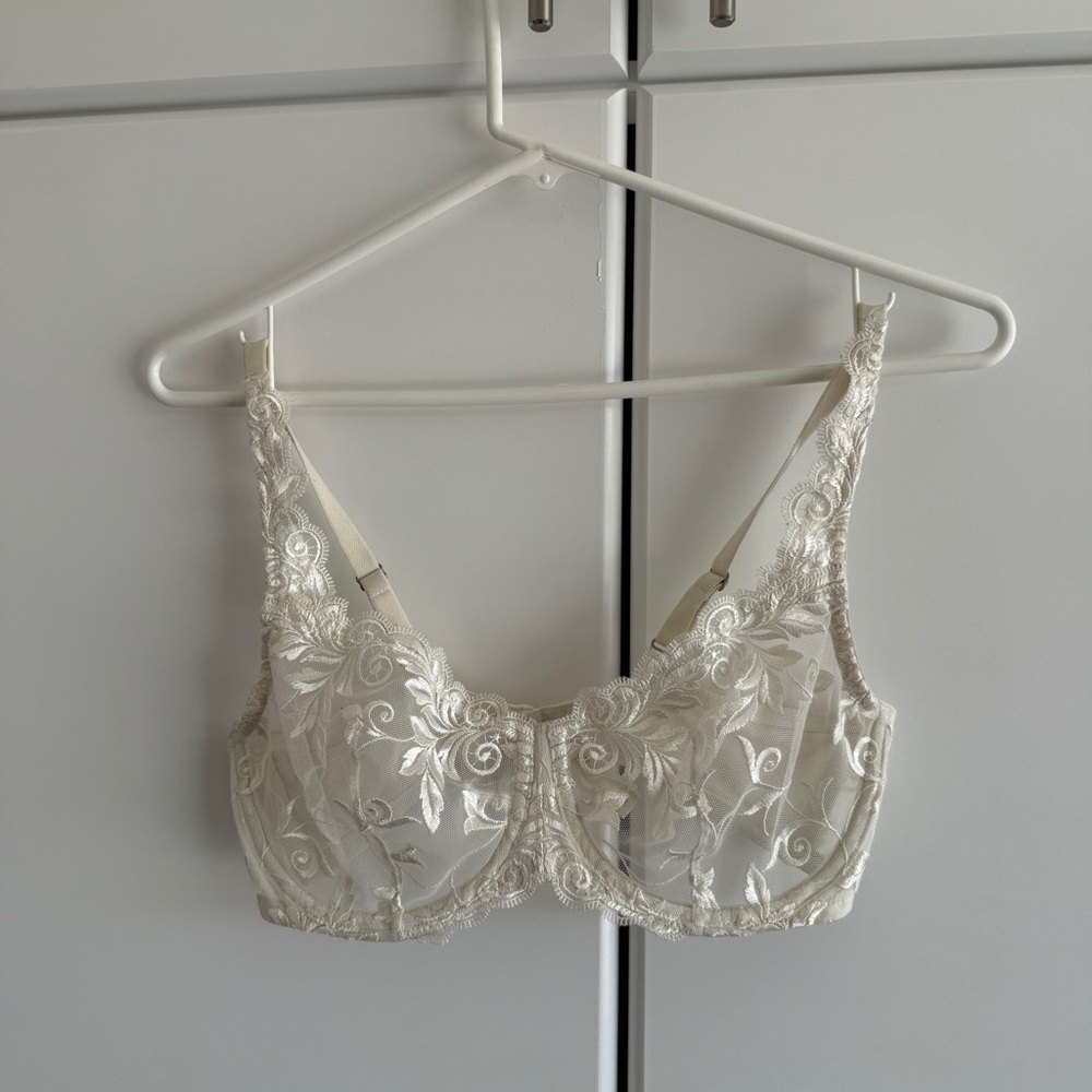Soma Sheer Lace Unlined Balconette Underwire Ivory